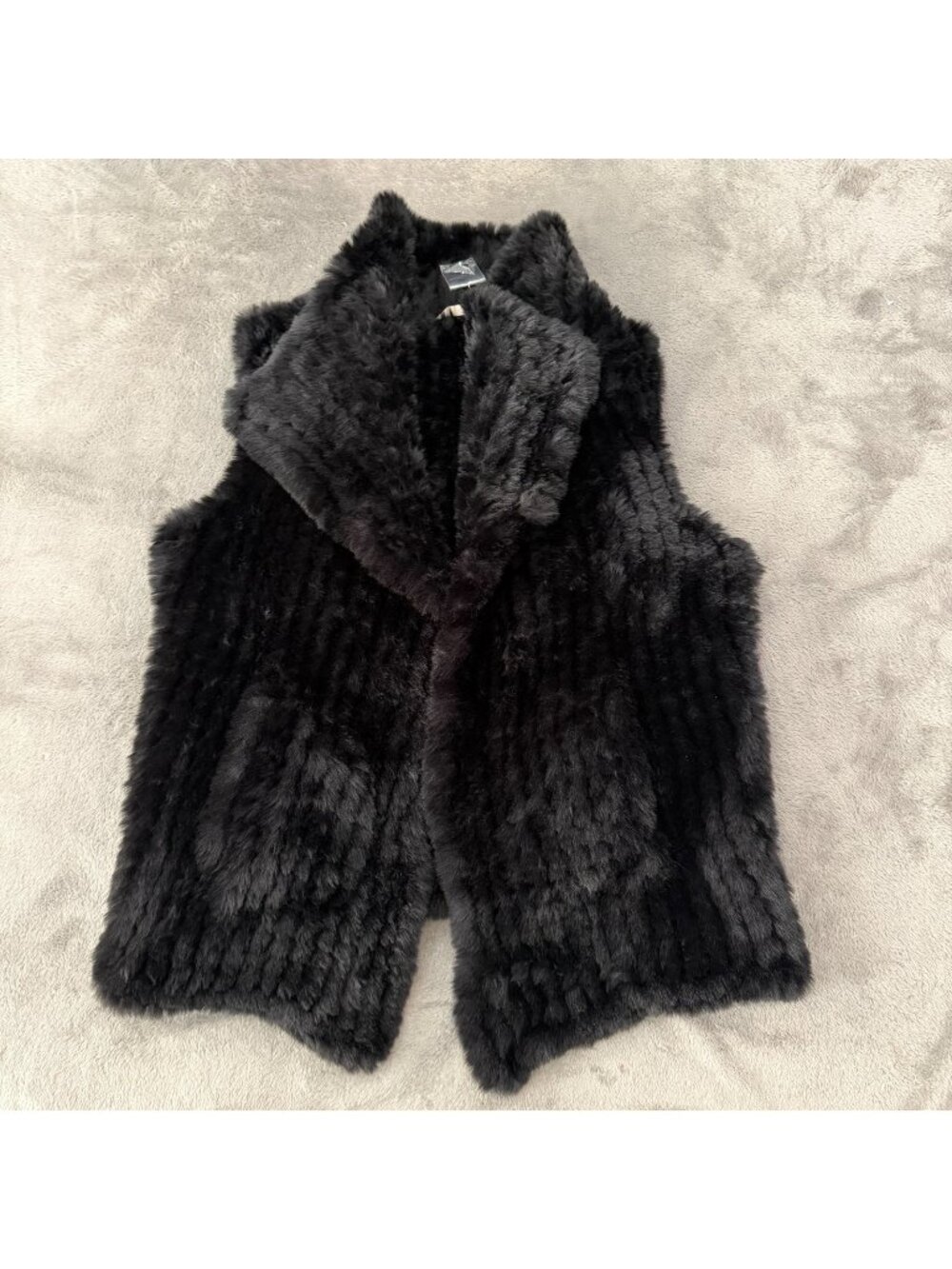 Soft Surroundings Black Faux Fur Vest Womens XL